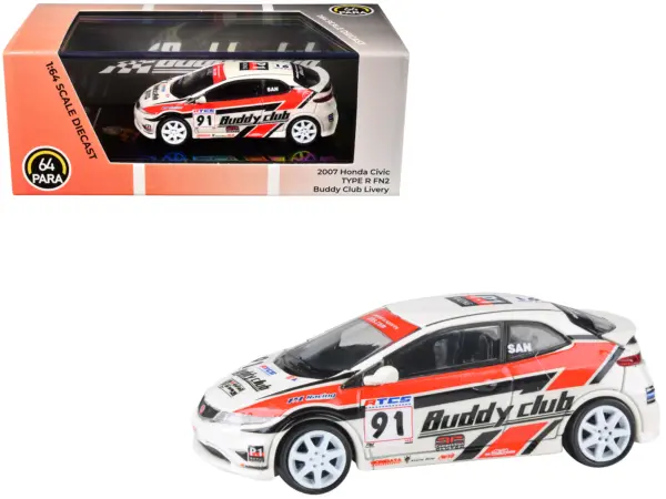 2007 Honda Civic Type R FN2 RHD (Right Hand Drive) #91 "Buddy Club - Asian Touring Car Series" (2012) 1/64 Diecast Model Car by Paragon Models #1