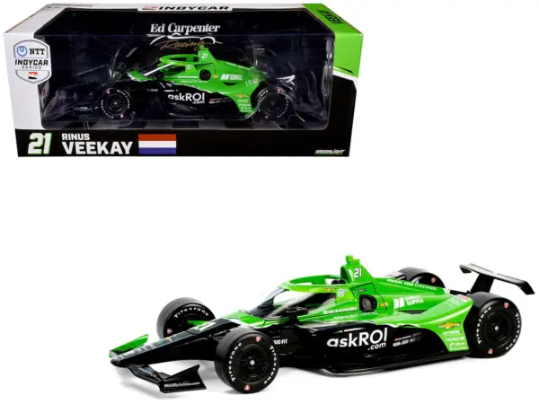Dallara IndyCar #21 Rinus VeeKay "Risk On International" Ed Carpenter Racing "NTT IndyCar Series" (2024) 1/18 Diecast Model Car by Greenlight #1