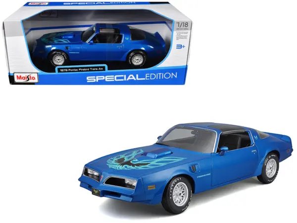 1978 Pontiac Firebird Trans Am Blue Metallic with Hood Graphics "Special Edition" Series 1/18 Diecast Model Car by Maisto #1