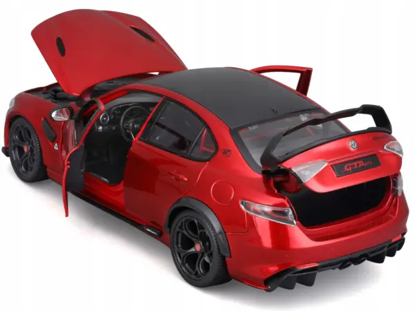 Alfa Romeo Giulia GTAm Red Metallic with Carbon Top 1/18 Diecast Model Car by Bburago #5