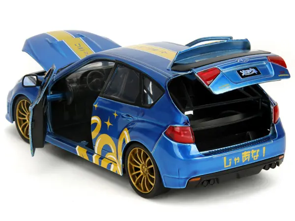 2012 Subaru Impreza WRX STI Blue Metallic with Graphics and Sonic The Hedgehog Diecast Figure "Sonic The Hedgehog" "Hollywood Rides" Series 1/24 Diecast Model Car by Jada #5