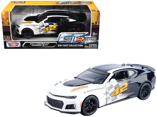 2017 Chevrolet Camaro ZL1 #42 Black and White "GT Racing" Series 1/24 Diecast Model Car by Motormax #1