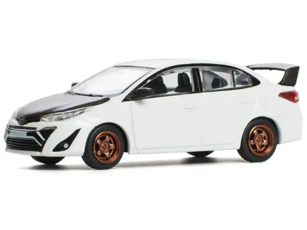 Toyota GR Vios White with Carbon Hood 1/64 Diecast Model Car by Pop Race #2