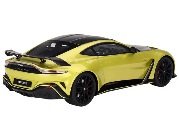 2022 Aston Martin V12 Vantage RHD (Right Hand Drive) Cosmopolitan Yellow with Black Hood and Top 1/18 Model Car by Top Speed #4