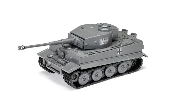Skill 1 Model Kit Tiger I Tank "German Army" Snap Together Painted Plastic Model Tank Kit 1/35 Scale by Airfix Quickbuild #2
