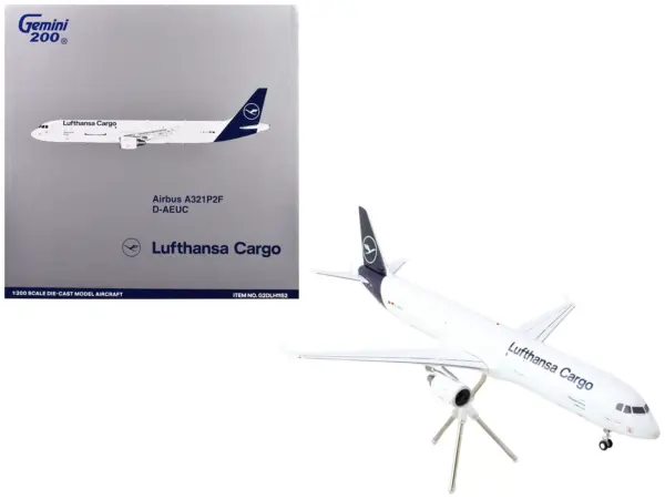 Airbus A321P2F Commercial Aircraft "Lufthansa Cargo" (D-AEUC) White with Blue Tail "Gemini 200" Series 1/200 Diecast Model Airplane by GeminiJets #1