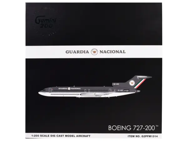 Boeing 727-200 Commercial Aircraft "Guardia Nacional (Mexican National Guard)" (XC-NPF) Gray and White "Gemini 200" Series 1/200 Diecast Model Airplane by GeminiJets #3