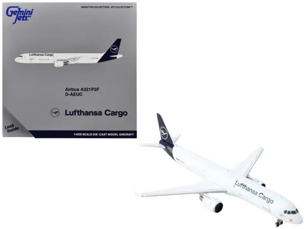 Airbus A321P2F Commercial Aircraft "Lufthansa Cargo" (D-AEUC) White with Blue Tail 1/400 Diecast Model Airplane by GeminiJets #1