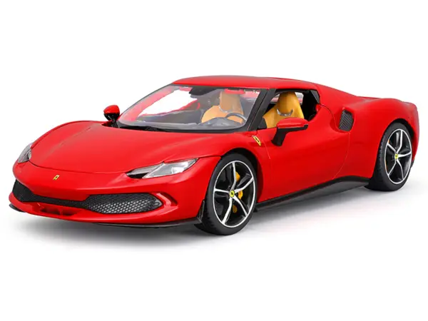 Ferrari 296 GTB Red "Race + Play" Series 1/18 Diecast Model Car by Bburago #2