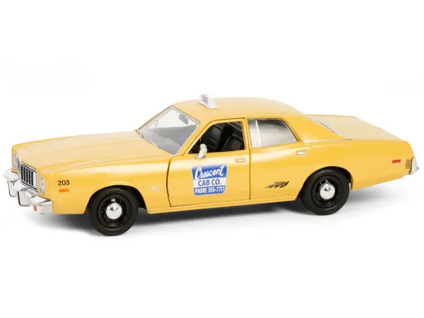 1975 Plymouth Fury Taxi "Crescent Cab Co." Yellow "Poltergeist" (1982) Movie "Hollywood" Series 20 1/24 Diecast Model Car by Greenlight #2