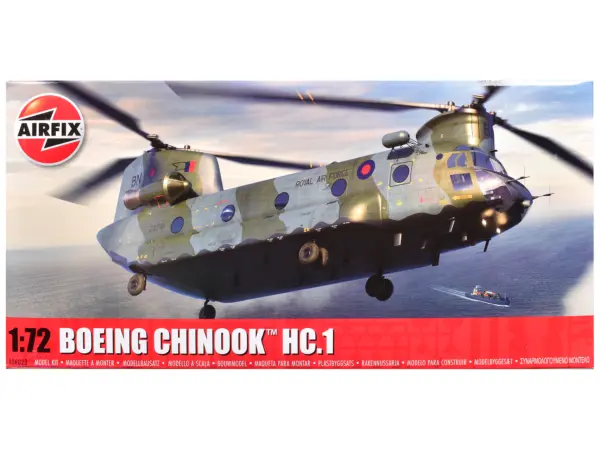 Level 3 Model Kit Boeing Chinook HC.1 Helicopter with 2 Scheme Options 1/72 Plastic Model Kit by Airfix #1