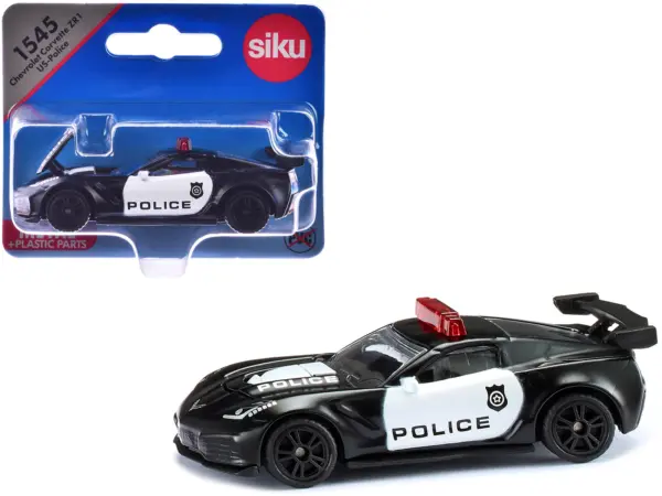 Chevrolet Corvette ZR1 Police Car Black and White Diecast Model Car by Siku #1