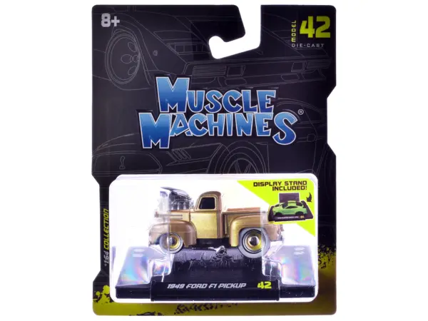 1949 Ford F1 Pickup Truck Gold Metallic 1/64 Diecast Model Car by Muscle Machines #3
