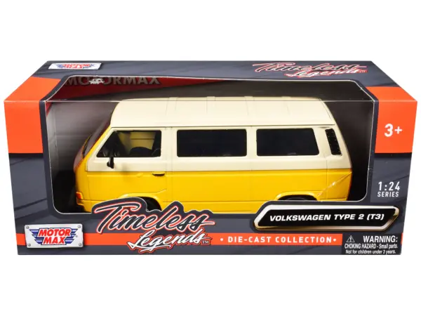 Volkswagen Type 2 (T3) Van Yellow and Beige "Timeless Legends" Series 1/24 Diecast Model Car by Motormax #1