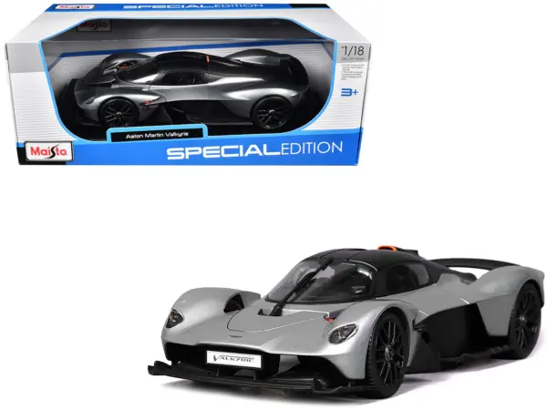 Aston Martin Valkyrie Silver Metallic with Matt Black Top "Special Edition" Series 1/18 Diecast Model Car by Maisto #1