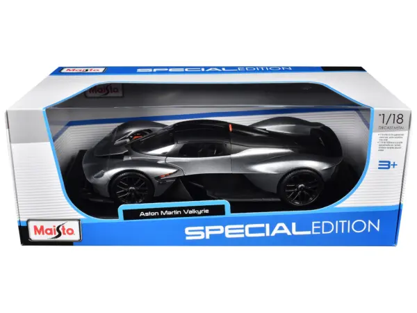 Aston Martin Valkyrie Silver Metallic with Matt Black Top "Special Edition" Series 1/18 Diecast Model Car by Maisto #3