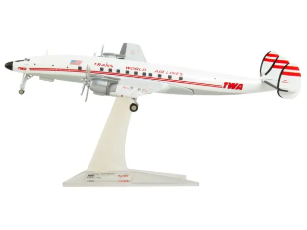 Lockheed L-1649A Jetstream Commercial Aircraft "TWA (Trans World Airlines)" (N8083H) White with Red Stripes 1/200 Diecast Model Airplane by Herpa #3