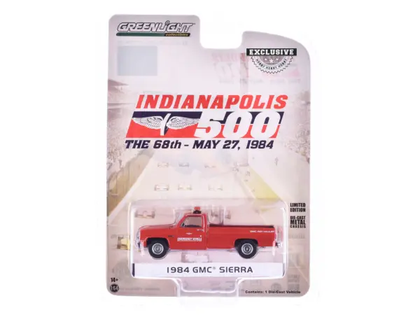 1984 GMC Sierra Pickup Truck "68th Annual Indianapolis 500 Mile Race Emergency Vehicle" Red "Hobby Exclusive" Series 1/64 Diecast Model Car by Greenlight #3