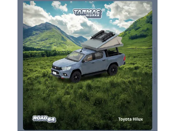 Toyota Hilux Pickup Truck RHD (Right Hand Drive) Gray with Camping Equipment "Road64" Series 1/64 Diecast Model Car by Tarmac Works #3