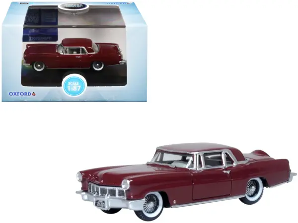 1956 Lincoln Continental Mark II Dark Red 1/87 (HO) Scale Diecast Model Car by Oxford Diecast #1