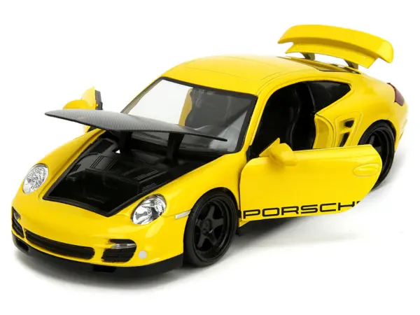 Porsche 911 Turbo (997) Yellow with Carbon Hood "Hyper-Spec" Series 1/24 Diecast Model Car by Jada #2