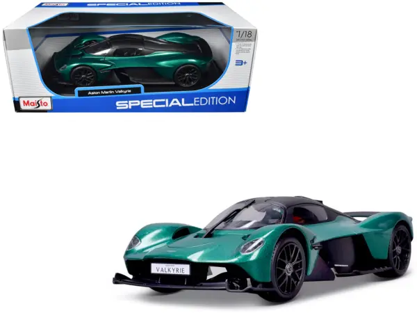 Aston Martin Valkyrie Green Metallic with Matt Black Top "Special Edition" Series 1/18 Diecast Model Car by Maisto #1