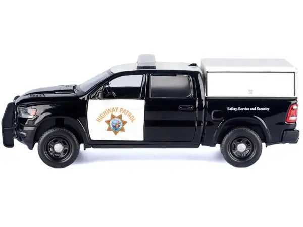 2019 RAM 1500 Laramine Crew Cab Pickup Truck "California Highway Patrol" Black and White with Truck Bed Camper "Law Enforcement and Public Service" Series 1/27 Diecast Model Car by Motormax #2