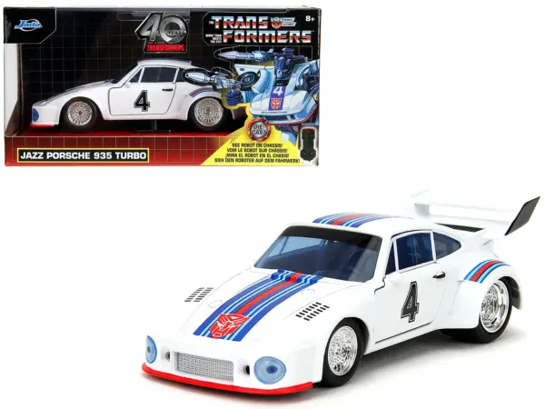 Porsche 935 Turbo #4 "Jazz" White with Blue and Red Stripes "Transformers" "Hollywood Rides" Series 1/32 Diecast Model Car by Jada #1