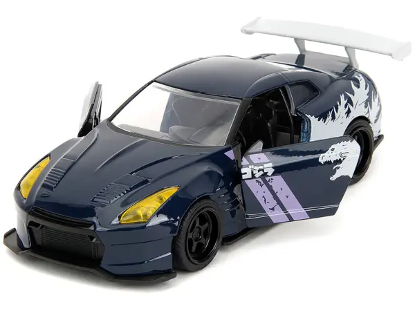 2009 Nissan GT-R (R35) Ben Sopra Dark Blue with Graphics "Godzilla" "Hollywood Rides" Series 1/32 Diecast Model Car by Jada #2