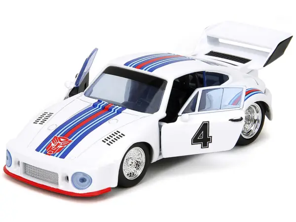 Porsche 935 Turbo #4 "Jazz" White with Blue and Red Stripes "Transformers" "Hollywood Rides" Series 1/32 Diecast Model Car by Jada #2