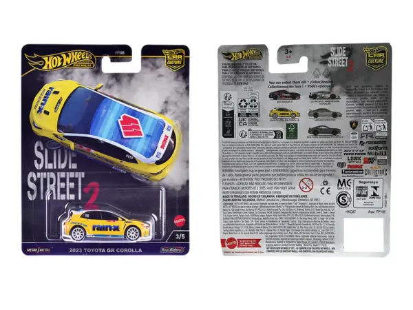 2023 Toyota GR Corolla "Rain X" Yellow "Slide Street 2" Series Diecast Model Car by Hot Wheels #3