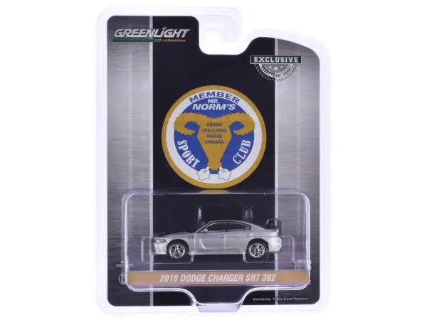 2018 Dodge Charger SRT 392 Silver Metallic with Black Stripe "Mr. Norm Heritage GSS Charger" "Hobby Exclusive" Series 1/64 Diecast Model Car by Greenlight #3