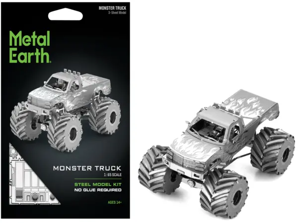 Model Kit Monster Truck with Flame Graphics (Moderate Difficulty) Steel Model by Metal Earth #1