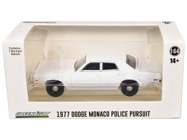 1977-78 Dodge Monaco Police Pursuit White "Hot Pursuit - Hobby Exclusive" Series 1/64 Diecast Model Car by Greenlight #3
