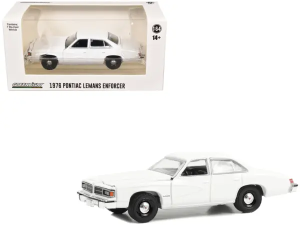 1976-77 Pontiac LeMans Enforcer White "Hot Pursuit - Hobby Exclusive" Series 1/64 Diecast Model Car by Greenlight #1