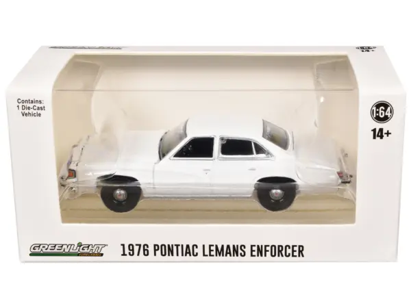 1976-77 Pontiac LeMans Enforcer White "Hot Pursuit - Hobby Exclusive" Series 1/64 Diecast Model Car by Greenlight #3