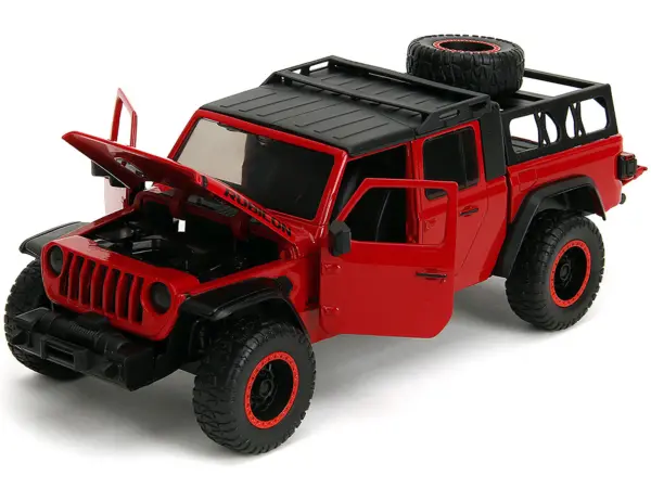 2020 Jeep Gladiator Rubicon Pickup Truck Red with Black Top and Extra Wheels "Just Trucks" Series 1/24 Diecast Model Car by Jada #2