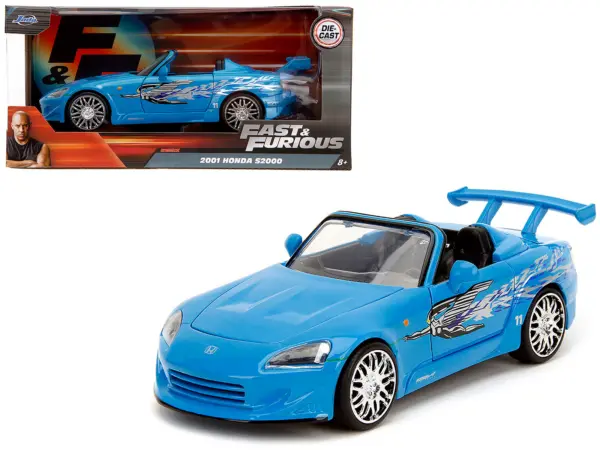 2001 Honda S2000 Convertible Blue with Graphics "Fast & Furious Remix" Series 1/24 Diecast Model Car by Jada #1
