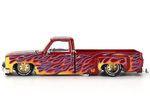 Chevrolet Silverado Dually Pickup Truck "On Fire V1" Red Metallic with Flames and Red Interior (Designed by Jun Imai) "Kaido House" Special 1/64 Diecast Model Car by Mini GT #2