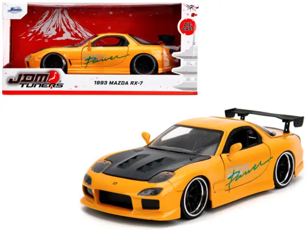 1993 Mazda RX-7 "HKS Power" Yellow with Carbon Hood "JDM Tuners" Series 1/24 Diecast Model Car by Jada #1