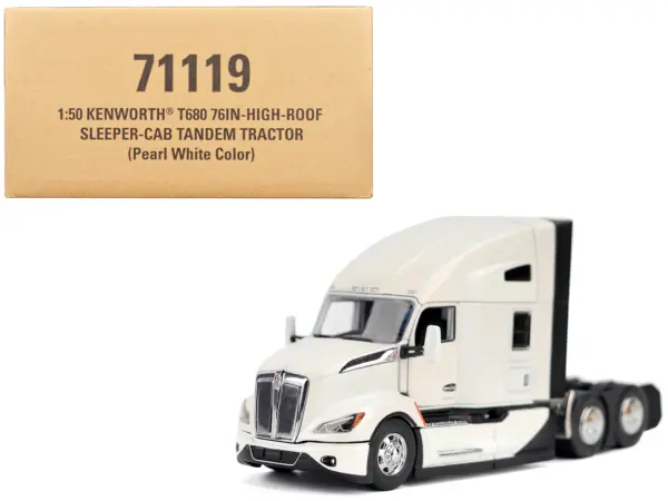 Kenworth T680 Truck Tractor Pearl White "Transport Series" 1/50 Diecast Model by Diecast Masters #1