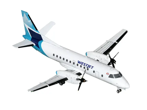 Saab 340B Commercial Aircraft "WestJet" (C-GOIA) White with Blue Stripes and Tail "Gemini 200" Series 1/200 Diecast Model Airplane by GeminiJets #2