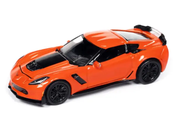 2019 Chevrolet Corvette Z06 Sebring Orange with Black Hood "Sports Cars" Series 1/64 Diecast Model Car by Auto World #2