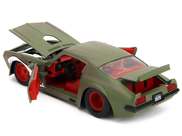 1972 Pontiac Firebird #9 Green Camouflage Flames with Graphics and Red Interior "Bigtime Muscle" Series 1/24 Diecast Model Car by Jada #4