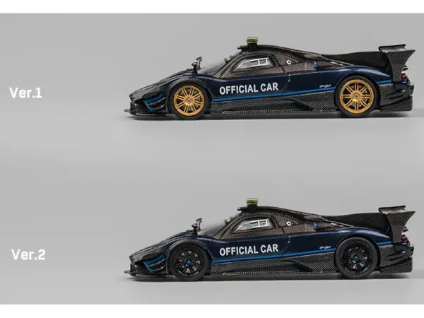 Pagani Zonda Revolucion "Official Car" Dark Blue and Carbon with Extra Wheels 1/64 Diecast Model Car by CM Model #3