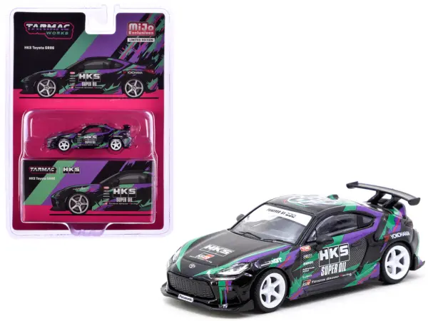 Toyota GR86 RHD (Right Hand Drive) "HKS" Black with Graphics "Global64" Series 1/64 Diecast Model by Tarmac Works #1