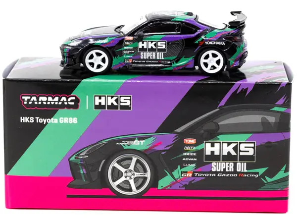 Toyota GR86 RHD (Right Hand Drive) "HKS" Black with Graphics "Global64" Series 1/64 Diecast Model by Tarmac Works #3