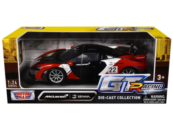 McLaren Senna #22 Black with Red and White Graphics "GT Racing" Series 1/24 Diecast Model Car by Motormax #3