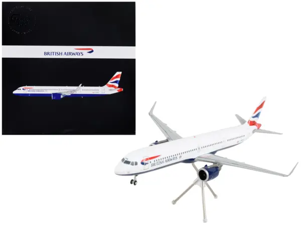 Airbus A321neo Commercial Aircraft "British Airways" White with Tail Stripes "Gemini 200" Series 1/200 Diecast Model Airplane by GeminiJets #1