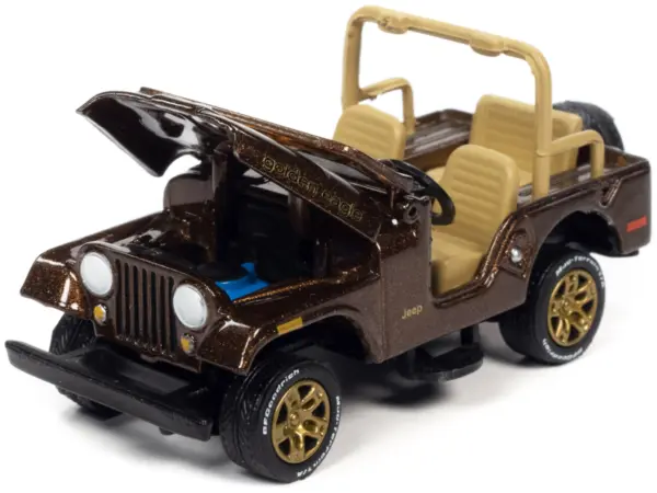 Jeep CJ-5 Mocha Brown Metallic with Golden Eagle Graphics "Classic Gold Collection" Series Limited Edition to 7418 pieces Worldwide 1/64 Diecast Model Car by Johnny Lightning #2